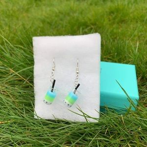 Handmade Blue/Green Ombré Boba Tea Earrings